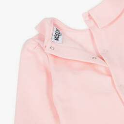 Moschino-Girls Pink Cotton Jersey Teddy Bear Babysuit Set | Childrensalon