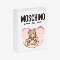 Moschino-Girls Pink Cotton Jersey Teddy Bear Babysuit Set | Childrensalon