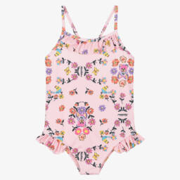 Girls Pink Floral Swimsuit