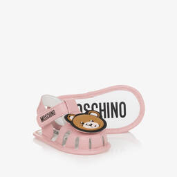 Moschino Baby-صندل جلد لون زهري لمرحلة قبل المشي للمولودات | Childrensalon