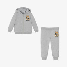 Moschino-Grey Cotton Teddy Bear Tracksuit | Childrensalon