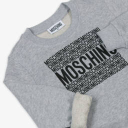 Moschino-Grey Graphic Cotton Tracksuit | Childrensalon