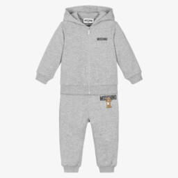 Grey Marl Cotton Teddy Bear Logo Tracksuit