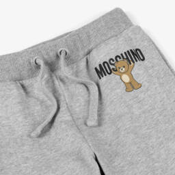 Moschino-Grey Marl Teddy Bear Logo Joggers | Childrensalon