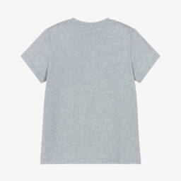 Moschino-Grey Teddy Bear Logo Cotton T-Shirt | Childrensalon