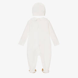 Moschino-Ivory Bear & Rainbow Cotton Babysuit Gift Set | Childrensalon
