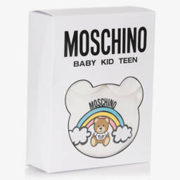 Moschino-Ivory Bear & Rainbow Cotton Babysuit Gift Set | Childrensalon
