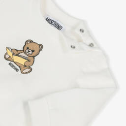 Moschino-Ivory Cotton Reading Bear Sweatshirt | Childrensalon