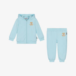 Moschino-Light Blue Cotton Teddy Bear Tracksuit | Childrensalon