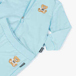 Moschino-Light Blue Cotton Teddy Bear Tracksuit | Childrensalon