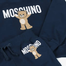 Moschino-Navy Blue Cotton Teddy Bear Logo Tracksuit | Childrensalon