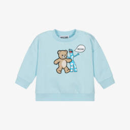 Moschino-Свитшот голубой хлопковый с мишкой и монстром | Childrensalon
