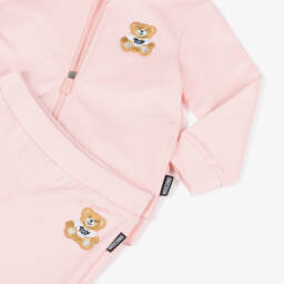Moschino-Pink Cotton Teddy Bear Tracksuit | Childrensalon