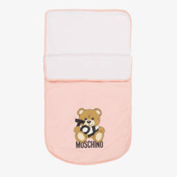 Moschino-Pink Teddy Bear Logo Cotton Nest (76cm) | Childrensalon
