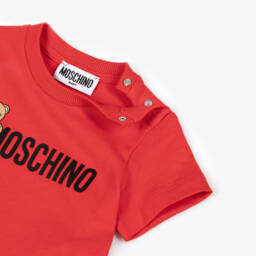 Moschino-Футболка красная хлопковая с медвежонком для малышей | Childrensalon
