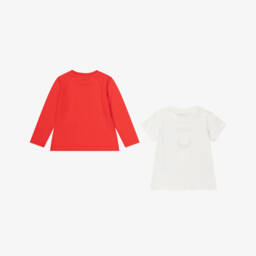 Moschino-Топы красный и кремовый из хлопка рождественские (2шт) | Childrensalon