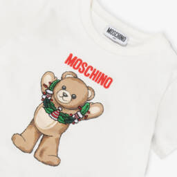 Moschino-Топы красный и кремовый из хлопка рождественские (2шт) | Childrensalon