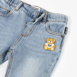 Moschino-Washed Blue Denim Teddy Bear Jeans | Childrensalon