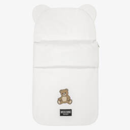 White Cotton Baby Nest with Teddy Bear Ears (79cm)