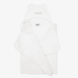 Moschino-White Cotton Hooded Towel | Childrensalon