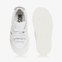 Moschino-White Leather Teddy Trainers | Childrensalon