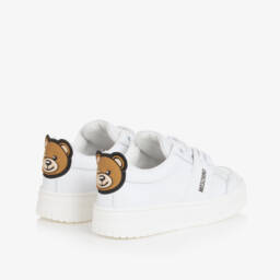 Moschino-White Leather Teddy Trainers | Childrensalon