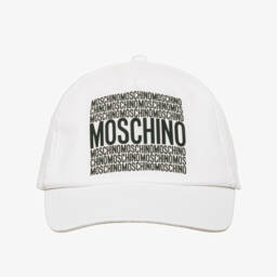 Moschino-White Repeat Logo Cotton Twill Cap | Childrensalon