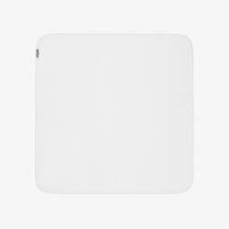 Moschino-White Teddy Bear Logo Cotton Blanket (70cm) | Childrensalon