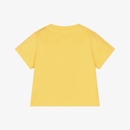 Moschino-Yellow Cotton Pencil Logo T-Shirt | Childrensalon