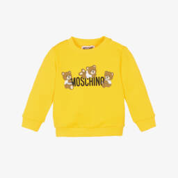 Moschino-Yellow Cotton Playful Bear Baby Sweatshirt | Childrensalon