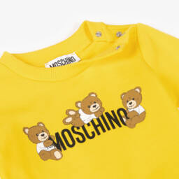 Moschino-Yellow Cotton Playful Bear Baby Sweatshirt | Childrensalon