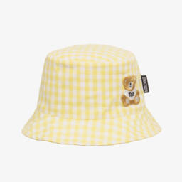 Moschino-Yellow Gingham Teddy Bear Sun Hat | Childrensalon