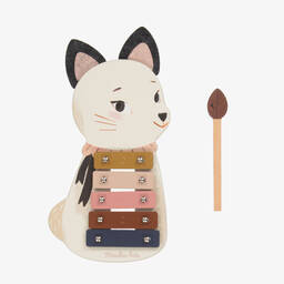 Moulin Roty-Beige & Pink Cat Xylophone (28cm) | Childrensalon