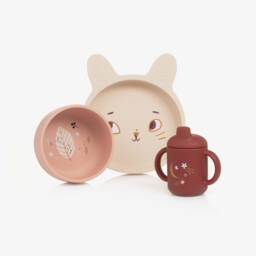 Moulin Roty-Beige & Pink Tableware Set (Set of 3) | Childrensalon