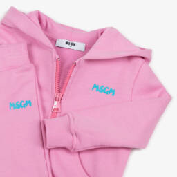 MSGM-Girls Candy Pink Cotton Hooded Tracksuit | Childrensalon