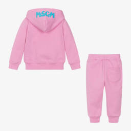 MSGM-Girls Candy Pink Cotton Hooded Tracksuit | Childrensalon