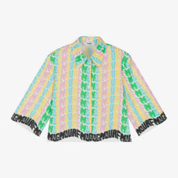 Girls Colourful Logo Print Cotton Blouse