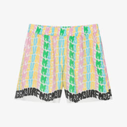 MSGM-Girls Colourful Logo Print Cotton Shorts | Childrensalon