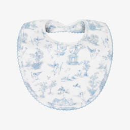 Blue Cherub Toile de Jouy Print Supima Cotton Baby Bib