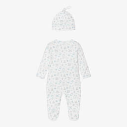 My Little Pie- أفرول وقبعة لون أزرق وأبيض للمواليد | Childrensalon