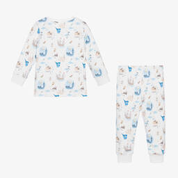My Little Pie-Boys White Supima Cotton Peter Pan Pyjamas | Childrensalon