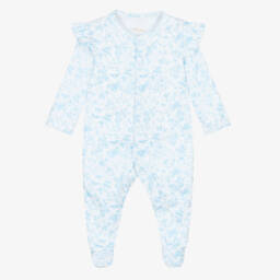 Girls Blue & White Supima Cotton Chloe Print Babygrow