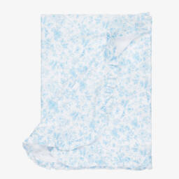 Girls White & Blue Floral Print Supima Cotton Blanket (80cm)