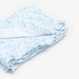 My Little Pie-Girls White & Blue Floral Print Supima Cotton Blanket (80cm) | Childrensalon