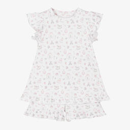 My Little Pie-بيجاما قطن سوبيما لون زهري وأبيض | Childrensalon