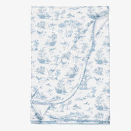 White & Blue Celestia Print Cotton Blanket (82cm)