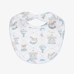 My Little Pie-White & Blue Coquette Supima Cotton Baby Bib | Childrensalon