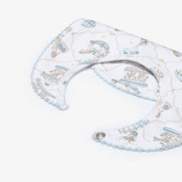 My Little Pie-White & Blue Coquette Supima Cotton Baby Bib | Childrensalon