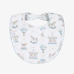 My Little Pie-White & Blue Coquette Supima Cotton Baby Bib | Childrensalon
