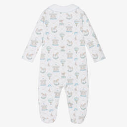 My Little Pie-White & Blue Supima Cotton Coquette Babygrow with Carousels | Childrensalon
